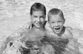 brothers in a pool